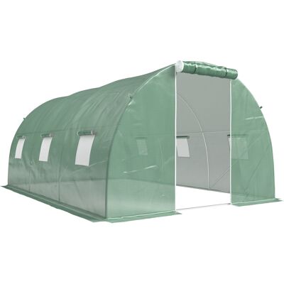 Outsunny Invernadero para Terraza con Paredes Laterales Enrollables 6 Ventanas de Malla y Puerta Enrollable 4,5x3x2 m Verde Aosom España Outsunny Invernadero para Terraza con Paredes Laterales Enrollables 6 Ventanas de Malla y Puerta Enrollable 4,5x3x2 m Verde Aosom España