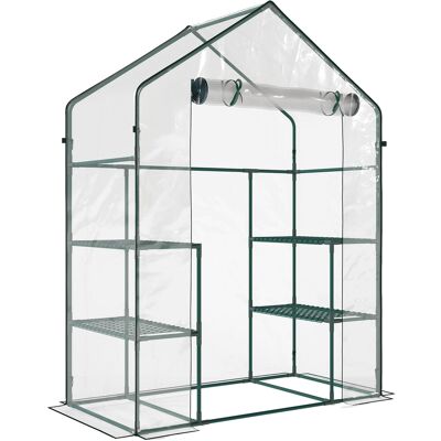 Outsunny Invernadero de Jardín con 4 Estantes 1 Puerta con Cremallera para Cultivo de Plantas Flores 142x73x195 cm Verde Aosom España Outsunny Invernadero de Jardín con 4 Estantes 1 Puerta con Cremallera para Cultivo de Plantas Flores 142x73x195 cm Verde Aosom España