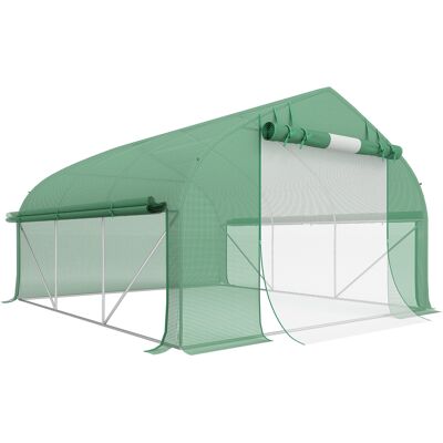 Outsunny Invernadero de Túnel 347x300x200 cm Invernadero de Jardín con Puerta y 6 Ventanas Estructura de Acero Galvanizado Verde Outsunny Invernadero de Túnel 347x300x200 cm Invernadero de Jardín con Puerta y 6 Ventanas Estructura de Acero Galvanizado Verde