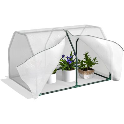 Outsunny Invernadero de Terraza con Cremallera y Cubierta de PE para Cultivos Plantas Vivero Casero Pequeño 100x70x60 cm Blanco Aosom España Outsunny Invernadero de Terraza con Cremallera y Cubierta de PE para Cultivos Plantas Vivero Casero Pequeño 100x70x60 cm Blanco Aosom España