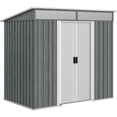 Outsunny Caseta de Jardín 195x122x181,5 cm con Puerta Corredera 2 Ventanas y Anti-UV para Almacenar Herramientas Gris Claro Outsunny Caseta de Jardín 195x122x181,5 cm con Puerta Corredera 2 Ventanas y Anti-UV para Almacenar Herramientas Gris Claro