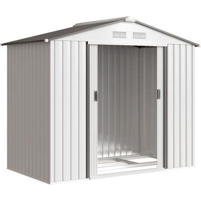Outsunny Caseta de Jardín 213x130x185 cm Cobertizo Metálico de Exterior para Almacenamiento de Herramientas Blanco Outsunny Caseta de Jardín 213x130x185 cm Cobertizo Metálico de Exterior para Almacenamiento de Herramientas Blanco