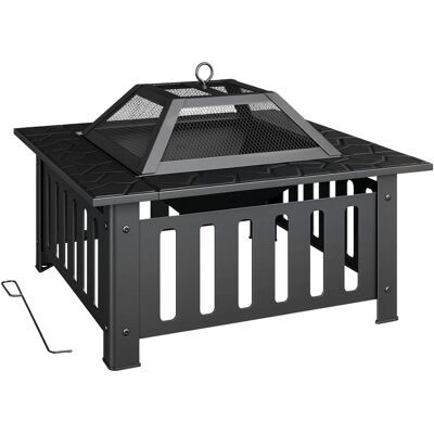 Outsunny Brasero Exterior de Acero Cuadrado 67x67x47 cm Brasero Exterior Jardín con Atizador Tapa de Malla para Fiesta Negro Outsunny Brasero Exterior de Acero Cuadrado 67x67x47 cm Brasero Exterior Jardín con Atizador Tapa de Malla para Fiesta Negro