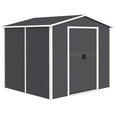 Outsunny Cobertizo de Jardín Exterior 4,4 m² 240x206x198 cm con Base Puerta Corredera y Cerradura 4 Ventanas para Patio Gris Outsunny Cobertizo de Jardín Exterior 4,4 m² 240x206x198 cm con Base Puerta Corredera y Cerradura 4 Ventanas para Patio Gris