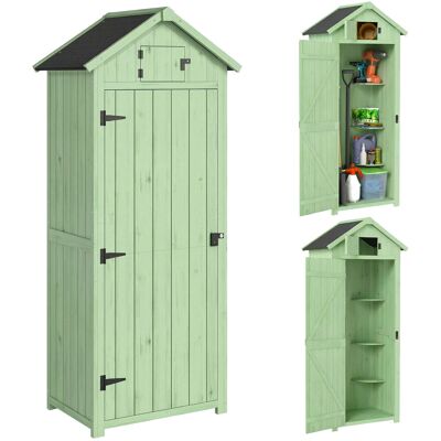 Outsunny Armario de Jardín de Madera con Estantes 77x54,2x179 cm Verde Aosom España Outsunny Armario de Jardín de Madera con Estantes 77x54,2x179 cm Verde Aosom España