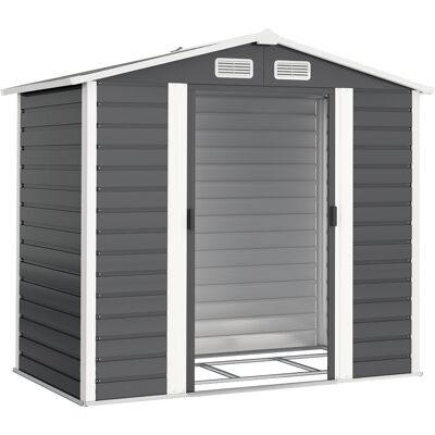 Outsunny Cobertizo Metálico para Jardín 213x120x166/194 cm Base Refuerzo Puertas Correderas y Ventilaciones Gris Oscuro Aosom España Outsunny Cobertizo Metálico para Jardín 213x120x166/194 cm Base Refuerzo Puertas Correderas y Ventilaciones Gris Oscuro Aosom España