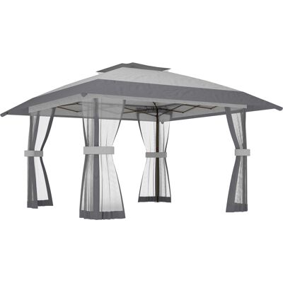 Outsunny Carpa Plegable 4x4 m con Laterales de Malla UPF30+, 400x400x287 cm, Gris Aosom España Outsunny Carpa Plegable 4x4 m con Laterales de Malla UPF30+, 400x400x287 cm, Gris Aosom España