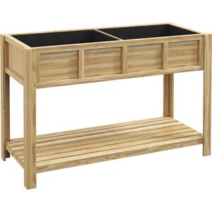 Outsunny Jardinera elevada con separador removible, estante, insertos de riego, fieltro de drenaje 115x46x75 cm Aosom España Outsunny Jardinera elevada con separador removible, estante, insertos de riego, fieltro de drenaje 115x46x75 cm Aosom España