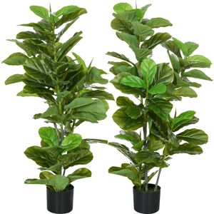 Homcom Conjunto de 2 Plantas Artificiales Decorativas 110x15 cm Árboles Artificiales de Ficus con 90 Hojas y Macetas Verde Homcom Conjunto de 2 Plantas Artificiales Decorativas 110x15 cm Árboles Artificiales de Ficus con 90 Hojas y Macetas Verde