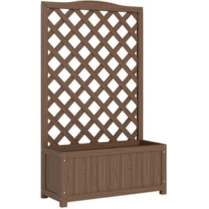 Outsunny Jardinera con enrejado, macetero para plantas trepadoras, hortalizas, flores, en madera maciza, 70x28x117 cm, café oscuro Aosom España Outsunny Jardinera con enrejado, macetero para plantas trepadoras, hortalizas, flores, en madera maciza, 70x28x117 cm, café oscuro Aosom España