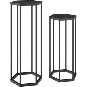 Outsunny Set de 2 soportes para plantas para interior y exterior, soportes hexagonales metálicos para macetas para jardín, terraza, balcón Aosom España Outsunny Set de 2 soportes para plantas para interior y exterior, soportes hexagonales metálicos para macetas para jardín, terraza, balcón Aosom España