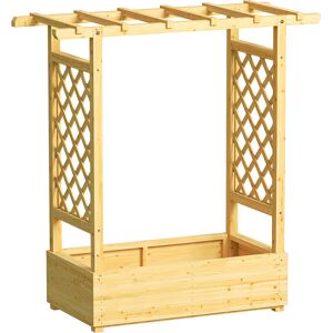 Outsunny Jardinera elevada con enrejado lateral y superior, macetero con orificios de drenaje, 110x44x113cm, madera natural Aosom España Outsunny Jardinera elevada con enrejado lateral y superior, macetero con orificios de drenaje, 110x44x113cm, madera natural Aosom España
