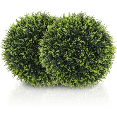 Homcom Conjunto de 2 Plantas Artificiales en Forma de Bola con Hojas de Cedro para Casa y Jardín 45 cm Verde Aosom España Homcom Conjunto de 2 Plantas Artificiales en Forma de Bola con Hojas de Cedro para Casa y Jardín 45 cm Verde Aosom España