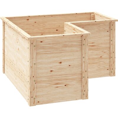 Cama de Jardín Outsunny - Florero en Forma de L - 120x120x62cm - Madera Natural Cama de Jardín Outsunny - Florero en Forma de L - 120x120x62cm - Madera Natural