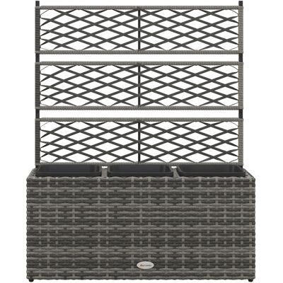 Outsunny Caja de Flores de Jardín de Acero y Ratán PE - Soporte para Trepadoras Outsunny Caja de Flores de Jardín de Acero y Ratán PE - Soporte para Trepadoras