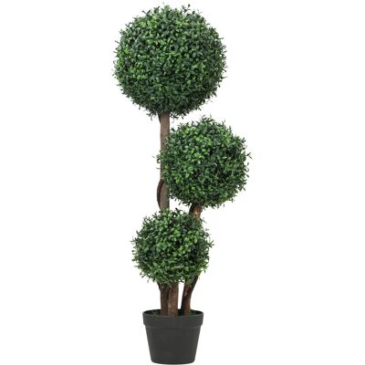 Homcom Bola de boj artificial de 3 esferas, planta artificial con tronco de madera en maceta, 30 x 30 x 100 cm, Verde Aosom España Homcom Bola de boj artificial de 3 esferas, planta artificial con tronco de madera en maceta, 30 x 30 x 100 cm, Verde Aosom España