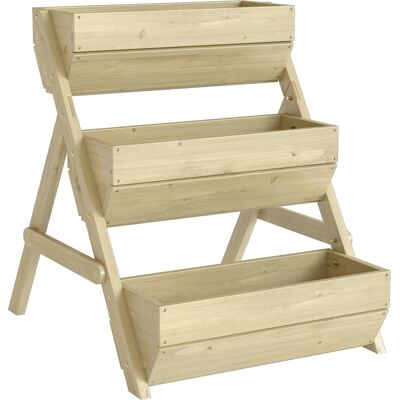 Outsunny Huerto elevado vertical de 3 niveles, macetero vertical de madera con 3 cajones de plantación y orificios de drenaje Verde Aosom España Outsunny Huerto elevado vertical de 3 niveles, macetero vertical de madera con 3 cajones de plantación y orificios de drenaje Verde Aosom España