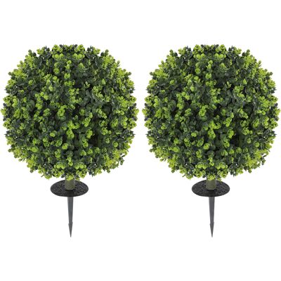 Homcom Set 2 Plantas Artificiales de Boj de 40 cm con Estaca Integrada para Interior y Exterior, Verde Aosom España Homcom Set 2 Plantas Artificiales de Boj de 40 cm con Estaca Integrada para Interior y Exterior, Verde Aosom España