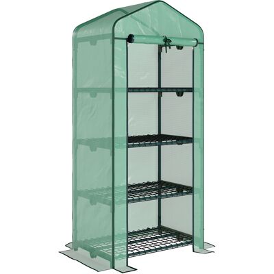 Outsunny Invernadero de Jardín con 4 Estantes y Cubierta de PE Tipo Tubo Acero Vivero Casero para Cultivo de Plantas 69x50x160 cm Verde Aosom España Outsunny Invernadero de Jardín con 4 Estantes y Cubierta de PE Tipo Tubo Acero Vivero Casero para Cultivo de Plantas 69x50x160 cm Verde Aosom España