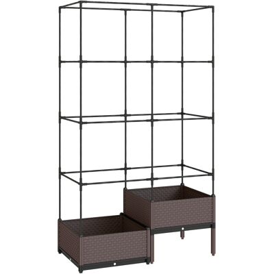 Outsunny Jardinera con Enrejado Pp y acero 100x50x174 cm para Plantas Trepadoras 2 Macetas con Orificios de Drenaje Negro Aosom España Outsunny Jardinera con Enrejado Pp y acero 100x50x174 cm para Plantas Trepadoras 2 Macetas con Orificios de Drenaje Negro Aosom España