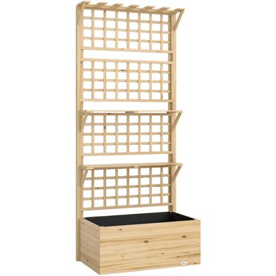 Outsunny Jardinera de Madera con Enrejado y Techo para Plantas Trepadoras con 2 Estantes Drenaje y Forro 76x43,5x177 cm Natural Aosom España Outsunny Jardinera de Madera con Enrejado y Techo para Plantas Trepadoras con 2 Estantes Drenaje y Forro 76x43,5x177 cm Natural Aosom España