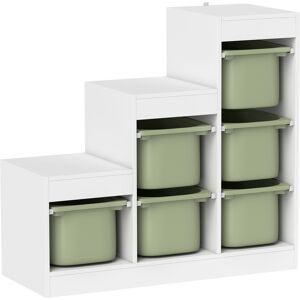 AIYAPLAY Mueble de almacenamiento para juguetes de niños con 6 contenedores extraíbles, 3 niveles de almacenamiento, 96 x 38,5 x 90, verde AIYAPLAY Mueble de almacenamiento para juguetes de niños con 6 contenedores extraíbles, 3 niveles de almacenamiento, 96 x 38,5 x 90, verde