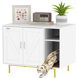 PawHut Mueble Arenero Caja de Arena para Gatos con Almohadilla para Rascar y Compartimento de Almacenaje 80x50x61 cm Blanco PawHut Mueble Arenero Caja de Arena para Gatos con Almohadilla para Rascar y Compartimento de Almacenaje 80x50x61 cm Blanco
