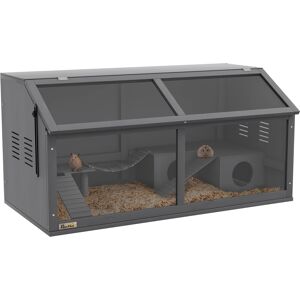 Jaula para pequeños animales de madera PawHut - 100cm Gris Jaula para pequeños animales de madera PawHut - 100cm Gris