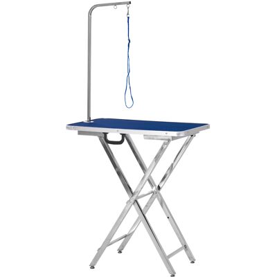 PawHut Mesa de Peluquería para Mascotas con Encimera Antideslizante Patas Plegables Asa y Brazo 72x45x74-81 cm Azul PawHut Mesa de Peluquería para Mascotas con Encimera Antideslizante Patas Plegables Asa y Brazo 72x45x74-81 cm Azul