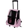 PawHut Transportín 2 en 1 para Mascotas Mochila o Carrito de Viaje con 2 Ruedas con Asa retráctil de Aluminio y Bolsillos 42x25x55 cm Rosa AOSOM ES