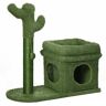 PawHut Árbol Rascador para Gatos Diseño de Cactus con Cama Cueva Poste de Sisal y Bola Colgante 68x30x67 cm Verde