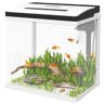 PawHut Acuario Pequeña de 28L Pecera de Cristal con Sistema de Filtro Iluminación LED Bomba de Agua 38x26x39,5 cm Blanco