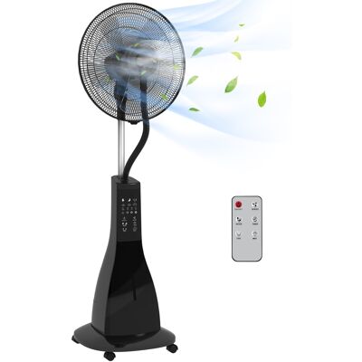 Homcom Ventilador Nebulizador de 3 Velocidades con Temporizador 3 Modos y Ruedas Depósito 3L 44,5x38,5x120 cm Negro Homcom Ventilador Nebulizador de 3 Velocidades con Temporizador 3 Modos y Ruedas Depósito 3L 44,5x38,5x120 cm Negro