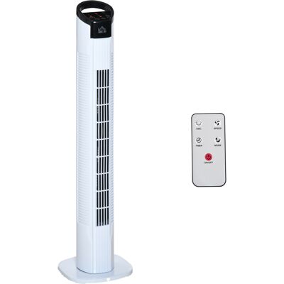 Homcom Ventilador de Torre 50W con Mando a Distancia 3 Velocidades Pantalla Temporizador y Oscilante 70° Ø20x78,5 cm Blanco Aosom España Homcom Ventilador de Torre 50W con Mando a Distancia 3 Velocidades Pantalla Temporizador y Oscilante 70° Ø20x78,5 cm Blanco Aosom España
