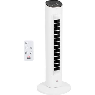 Homcom Ventilador de Torre 50W con Control Remoto 3 Velocidades Temporizador 15h Oscilación Pantalla LED Blanco Moderno Aosom España Homcom Ventilador de Torre 50W con Control Remoto 3 Velocidades Temporizador 15h Oscilación Pantalla LED Blanco Moderno Aosom España