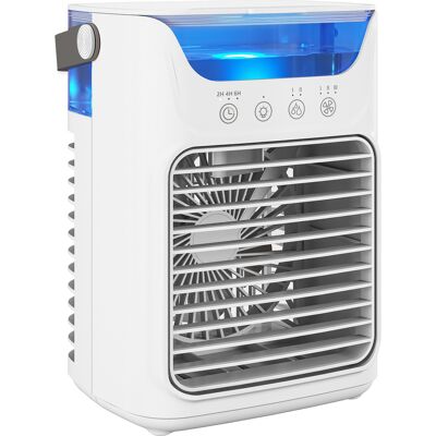 Homcom Ventilador de mesa con luz RGB, ventilador de escritorio con cabeza orientable, 3 velocidades, depósito de agua, blanco Aosom España Homcom Ventilador de mesa con luz RGB, ventilador de escritorio con cabeza orientable, 3 velocidades, depósito de agua, blanco Aosom España
