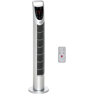 Homcom Ventilador de Torre Ventilador Vertical 40W con Mando a Distancia 3 Velocidades Temporizador 7,5h Ø18x78,5 cm Plata Homcom Ventilador de Torre Ventilador Vertical 40W con Mando a Distancia 3 Velocidades Temporizador 7,5h Ø18x78,5 cm Plata