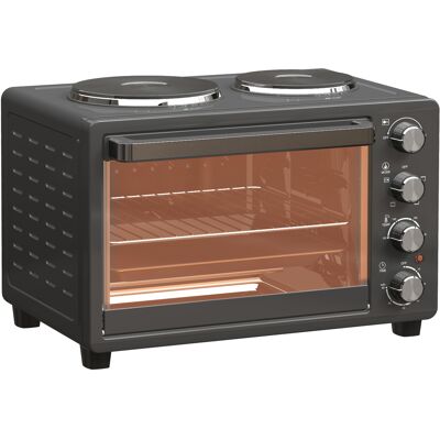 Homcom Horno Eléctrico de Sobremesa 28L 2600W con Placas Calentadoras Temperatura Ajustable Temporizador Bandeja Negro Homcom Horno Eléctrico de Sobremesa 28L 2600W con Placas Calentadoras Temperatura Ajustable Temporizador Bandeja Negro