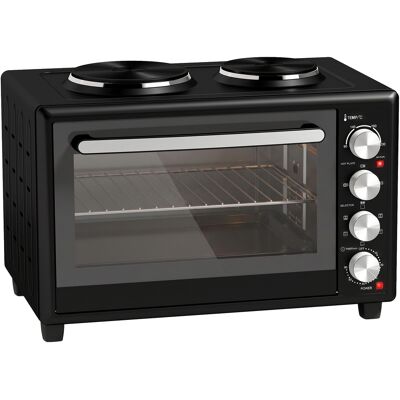 Homcom Mini Horno Eléctrico de Sobremesa 36 L con 2 Placas y Convección 90-230 °C Negro Aosom España Homcom Mini Horno Eléctrico de Sobremesa 36 L con 2 Placas y Convección 90-230 °C Negro Aosom España