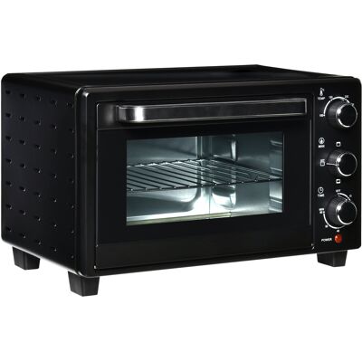 Homcom Horno eléctrico de convección 21 L ventilado 100-230℃ y 0-60 minutos de potencia 1400 W diseño elegante y sencillo 46,4 x 38 x 28,5 cm negro Homcom Horno eléctrico de convección 21 L ventilado 100-230℃ y 0-60 minutos de potencia 1400 W diseño elegante y sencillo 46,4 x 38 x 28,5 cm negro