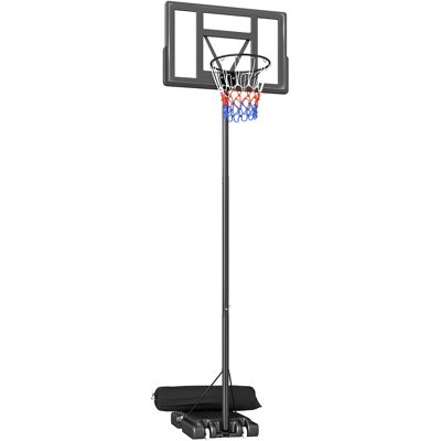SPORTNOW Canasta de baloncesto para exterior 135-305 cm ajuste rápido de altura soporte con tablero irrompible 110x70 cm 2 ruedas SPORTNOW Canasta de baloncesto para exterior 135-305 cm ajuste rápido de altura soporte con tablero irrompible 110x70 cm 2 ruedas
