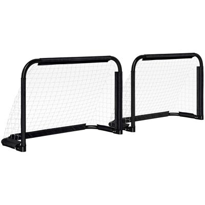 Homcom Mini Porterías de Fútbol Plegables Set de 2 Porterías de Exterior para Niños y Adultos 90x36x60 cm Negro Homcom Mini Porterías de Fútbol Plegables Set de 2 Porterías de Exterior para Niños y Adultos 90x36x60 cm Negro
