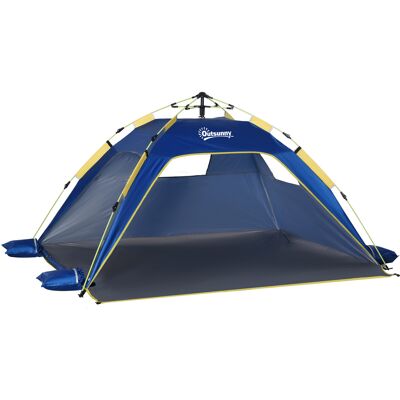 Outsunny Carpa de Playa Pop-up para 1-2 Personas con 2 Accesos y 2 Ventanas y Bolsa de Transporte 220x173x120 cm Azul Oscuro Outsunny Carpa de Playa Pop-up para 1-2 Personas con 2 Accesos y 2 Ventanas y Bolsa de Transporte 220x173x120 cm Azul Oscuro