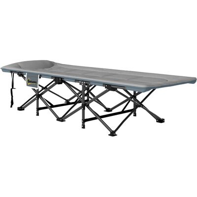 Outsunny Cama de Camping Plegable con Cojín Integrado Reposacabezas y Bolsillo Lateral 187x67x37 cm Gris Outsunny Cama de Camping Plegable con Cojín Integrado Reposacabezas y Bolsillo Lateral 187x67x37 cm Gris