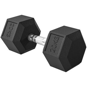 Homcom Mancuerna Hexagonal 20 kg de Hierro Fundido Pesas de Metal Recubiertas de Goma para Entrenamiento en Casa Gimnasio Negro Homcom Mancuerna Hexagonal 20 kg de Hierro Fundido Pesas de Metal Recubiertas de Goma para Entrenamiento en Casa Gimnasio Negro