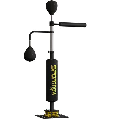 SPORTNOW Saco de boxeo vertical con dos pelotas de velocidad poste giratorio de boxeo ajustable en altura 84x36x140-205 cm Negro Aosom España SPORTNOW Saco de boxeo vertical con dos pelotas de velocidad poste giratorio de boxeo ajustable en altura 84x36x140-205 cm Negro Aosom España