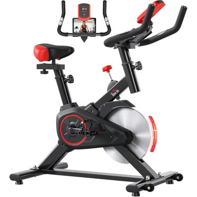 Homcom Bicicleta Estática con Pantalla LCD Volante Inercia de 6kg con Pulsómetro Sillín y Manillar Ajustables 85x46x114 cm Negro y Rojo Aosom España Homcom Bicicleta Estática con Pantalla LCD Volante Inercia de 6kg con Pulsómetro Sillín y Manillar Ajustables 85x46x114 cm Negro y Rojo Aosom España