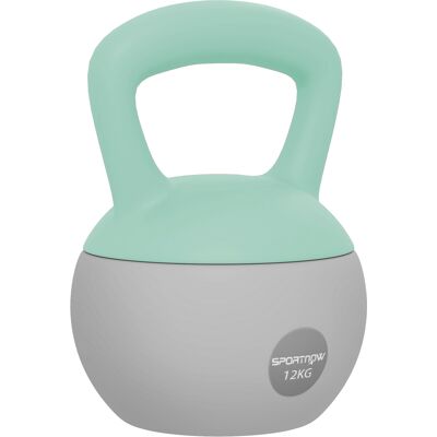 SPORTNOW Pesa Rusa 12 kg Kettlebell Relleno de Arena Metálica Mango Antideslizante para Entreno en Casa 21x21x30 cm Verde y Gris SPORTNOW Pesa Rusa 12 kg Kettlebell Relleno de Arena Metálica Mango Antideslizante para Entreno en Casa 21x21x30 cm Verde y Gris