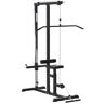 Homcom Máquina de Musculación Estación de Entrenamiento con Polea y Asiento Regulable para Fitness Entrenamiento en Gimnasio 107x120x190 cm Negro