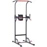 Homcom Torre de Ejercicios Estación Multifuncional Altura Ajustable con 7 Orificios para Entrenamiento Carga Máx.120 kg 123x98x189-239 cm Negro y Rojo